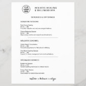 Holistic Wellness Services Minimalist Menu Flyer (Voorkant)