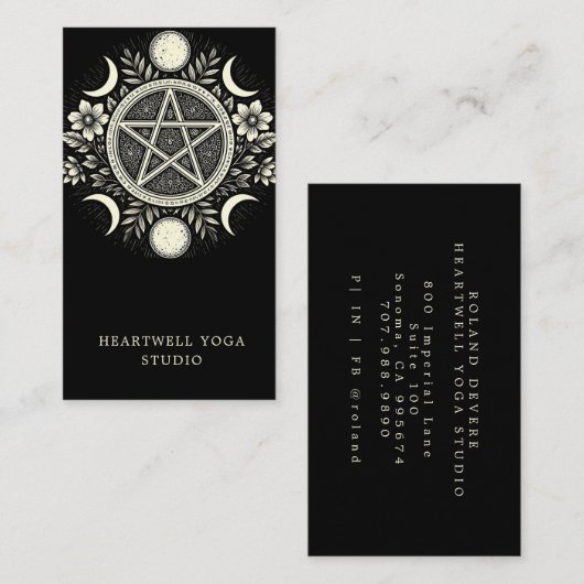 Holistische Hemelse Zon Maan Zwart Visitekaartje (Voorkant / Achterkant)