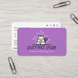 Holistische Yoga Kat Mediteren Yoga Pose Paarse Visitekaartje