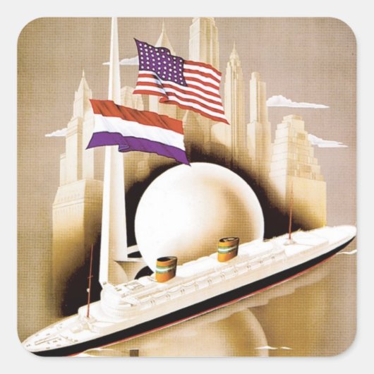 Holland America Line New York Vierkante Sticker (Voorkant)