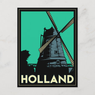 holland art deco retro - reisposter briefkaart