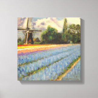 Holland Bloemen Landschapsschilderij Drieluik 2 va Canvas Afdruk
