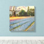 Holland Bloemen Landschapsschilderij Drieluik 2 va Canvas Afdruk (Insitu (Houten vloer))