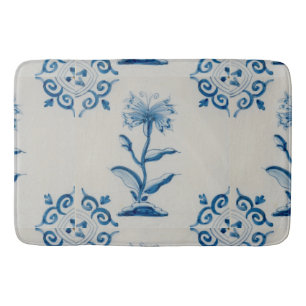Holland Blue en White Flowers Badmat