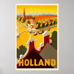 Holland Canal   Vintage Travel Poster