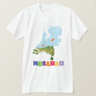 Holland cartoon map t-shirt
