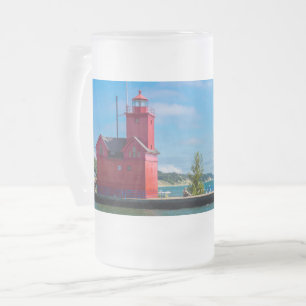 Holland Harbour Lighthouse Frosted Glass Beer Mok