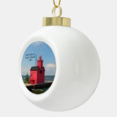 Holland Harbour South Pierhead Light 2015, siervoo Keramische Bal Ornament (Rechts)