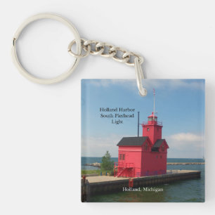 Holland Harbour South Pierhead Light key chain Sleutelhanger