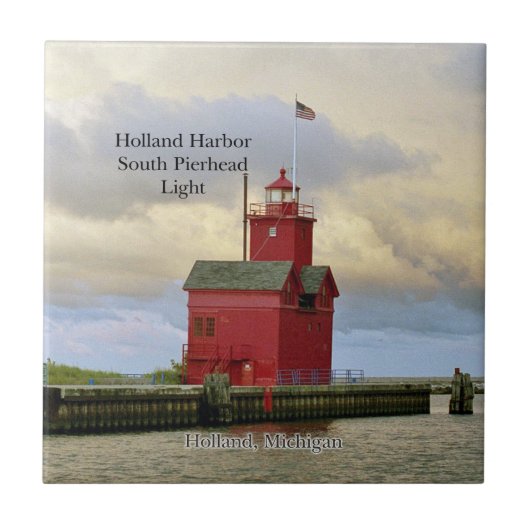 Holland Harbour South Pierhead Light tile Tegeltje (Voorkant)