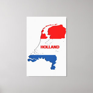 Holland-kaart Canvas Afdruk