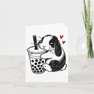 Holland Lop Konijn Houdt van Boba Thee Bunny En Bu Kaart