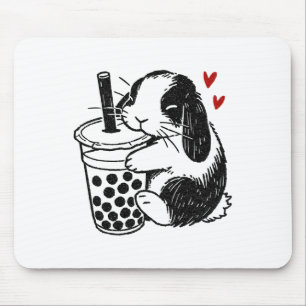 Holland Lop Rabbit houdt van Boba Tea Bunny en Bub Muismat