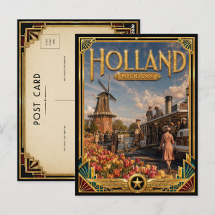 Holland Michigan Vintage Art Deco Gouden Tijdperk Briefkaart