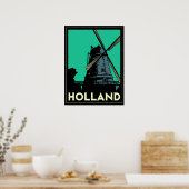 holland moulin europe art déco affiche rétro (Cuisine)