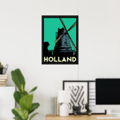holland moulin europe art déco affiche rétro (Bureau à domicile)