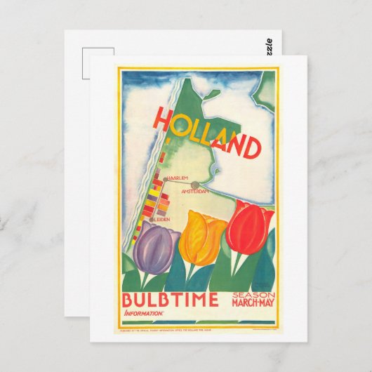  Holland/Nederland Tulp Reisposter Briefkaart (Voorkant / Achterkant)