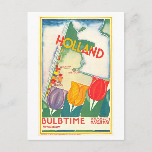  Holland/Nederland Tulp Reisposter Briefkaart (Voorkant)