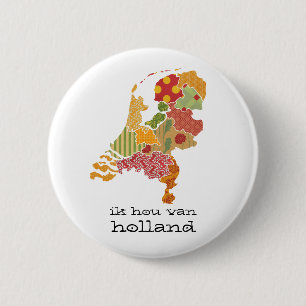 Holland Province Map Bohemian Patchwork Style Ronde Button 5,7 Cm