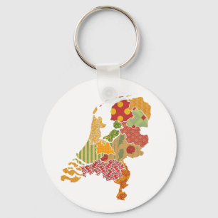 Holland Province Map Bohemian Patchwork Style Sleutelhanger
