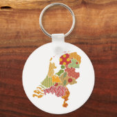 Holland Province Map Bohemian Patchwork Style Sleutelhanger (Voorkant)