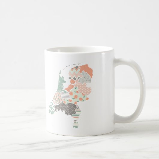 Holland Province Map Geometric Patchwork Style Koffiemok (Rechts)