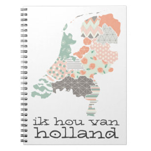 Holland Province Map Geometric Patchwork Style Notitieboek