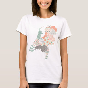 Holland Province Map Geometric Patchwork Style T-shirt