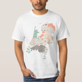 Holland Provincie Kaart Geometrische Patchwork Sti T-shirt