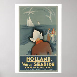 Holland Strand Nederland Vintage Reisposter Poster
