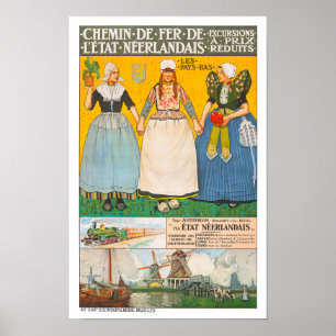 Holland trainlines vintage travel Poster