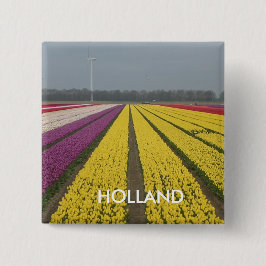 Holland Tulip Field Square Button