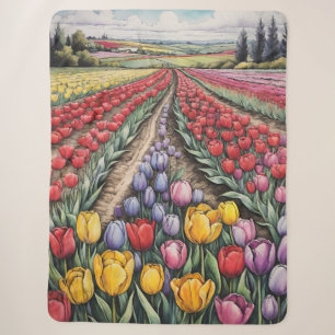 Holland Tulips Field Tulip Art Sherpa Deken