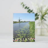 Holland Windmill le long de la carte postale Canal (Debout devant)