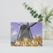 Holland Windmill Oranje Tulips Briefkaart (Staand voorkant)