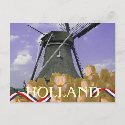 Holland Windmill Oranje Tulips Briefkaart (Voorkant)