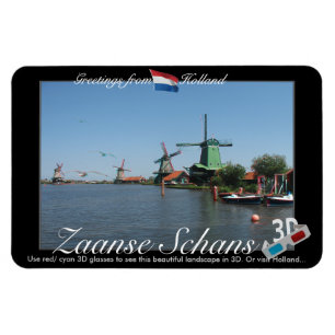 Holland Zaandijk Windmills 3D Red Cyan Anaglyph Magneet