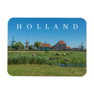 Holland Zaanse Schans windmolens uitzicht fridge m Magneet