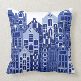 Hollandais Amsterdam Blue Houses Jeter Oreiller