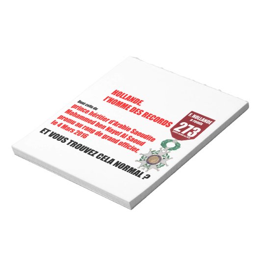 Hollande Record Legions d'Honneur - Blocnote (Gedraaid)