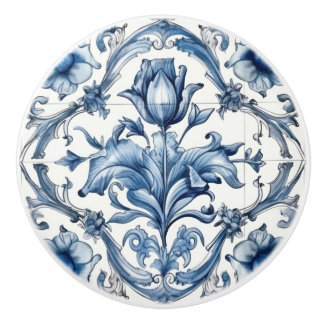 Hollands Blauw Tulpenpatroon Keramische Knop