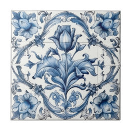 Hollands Blauw Tulpenpatroon Tegeltje