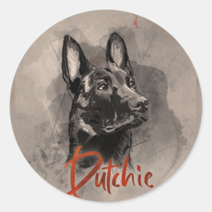 Hollandse Herder - Hollandse Herdershond Ronde Sticker