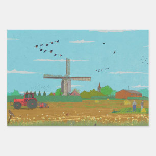 Hollandse Windmolen Landschap Nederland Inpakpapier Vel