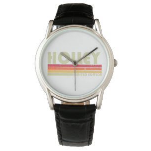 HOLLEY Surname Funny Retro 80-90's Birthda Horloge