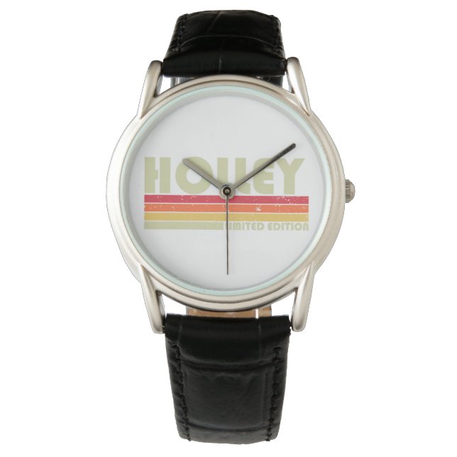 HOLLEY Surname Funny Retro  80-90's Birthda Horloge (Voorkant)