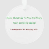 Hollingshead Gift Wrapping 2026 Christmas Ornament (dos)