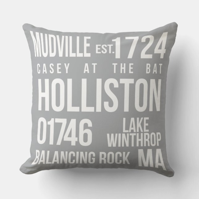 Holliston, coussin de fierté de ville de mA (Recto)