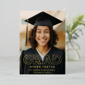 HOLLOW HIGH SCHOOL GRAD Gold Foil Faire-part (Debout devant)
