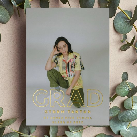 HOLLOW HIGH SCHOOL GRAD Gold Foil Faire-part